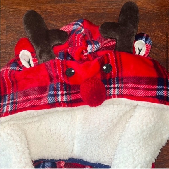 Peaches and Dreams Reindeer Plaid Bathrobe NWT - Picture 7 of 9